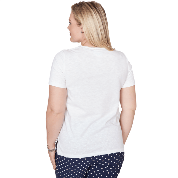 Womens Alfred Dunner Port Side Short Sleeve Square Neck Blouse