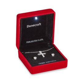 Danecraft Cubic Zirconia Gothic Cross Pendant & 3pc. Earrings Set