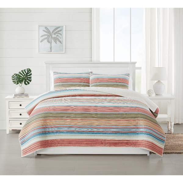 Oceanfront Resort Palm Beach Yarn Dye Stripe 3pc. Quilt Set