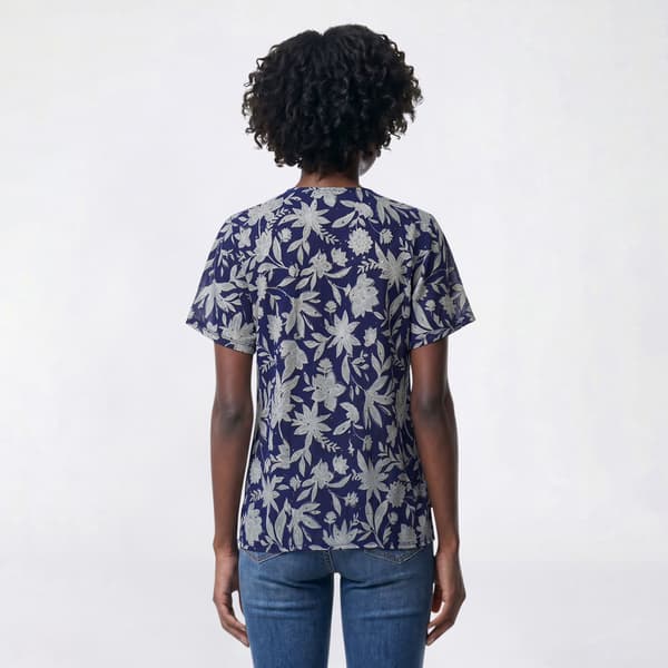 Womens Emily Daniels Short Sleeve Faux 2-Pocket Foil Blouse
