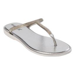 Womens Ashley Blue T-Strap Flip Flops w/Rhinestones