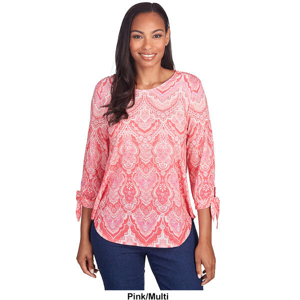 Plus Size Ruby Rd. Must Haves III Medallion Knit Scalloped Tee