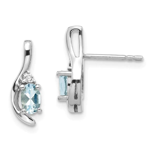 Gemstone Classics&#40;tm&#41; 14kt. White Gold Oval Aquamarine Stud Earrings - image 