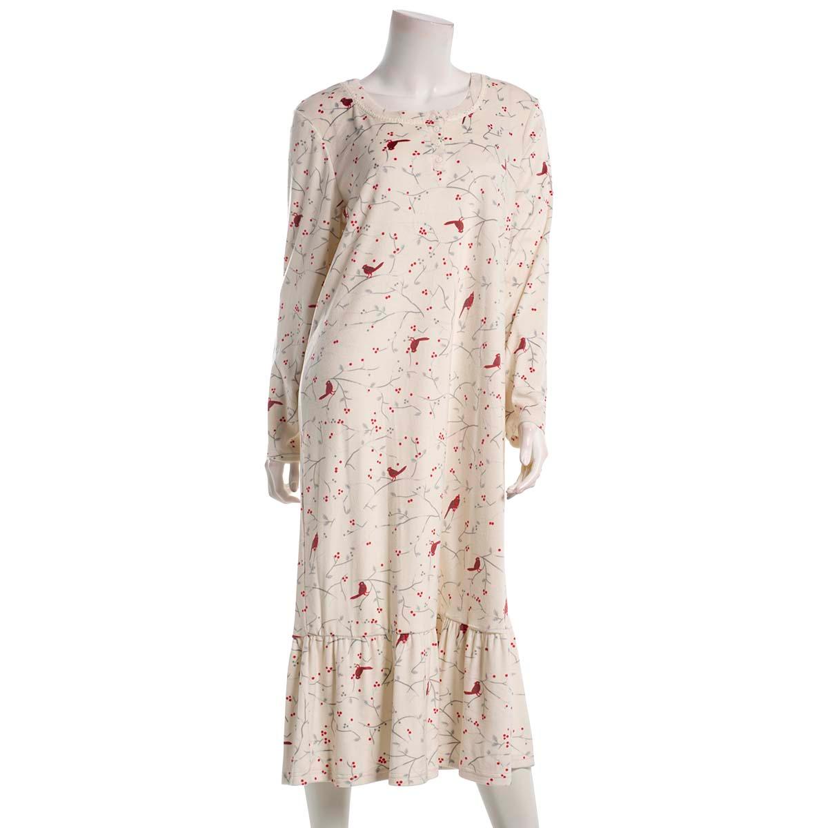 Plus Size White Orchid Velour Snow Cardinal Ballet Nightgown