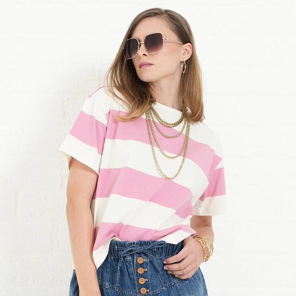 Womens MNK Short Sleeve Stripe Boxy Tee - image 