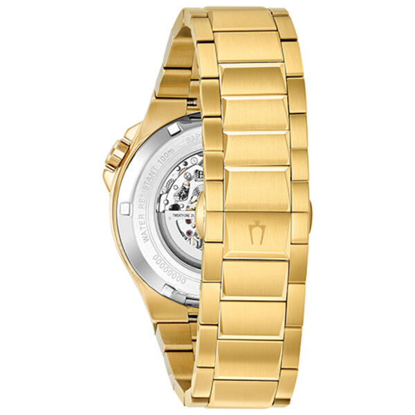 Mens Bulova Automatic Gold-Tone Bracelet Watch - 98A178