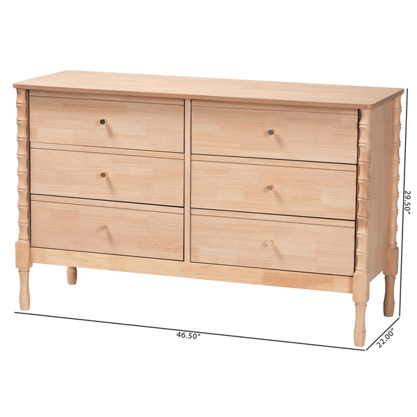 Baxton Studio Laurent Dresser 6-Drawer Bedroom Organizer