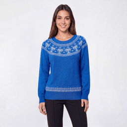 Womens Retrology Long Sleeve Hannukah Fair Isle Sweater