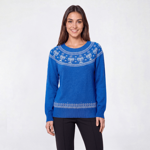 Womens Retrology Long Sleeve Hannukah Fair Isle Sweater