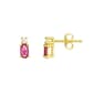 Oval Simulated Amethyst February Birthstone Stud Earrings - image 1