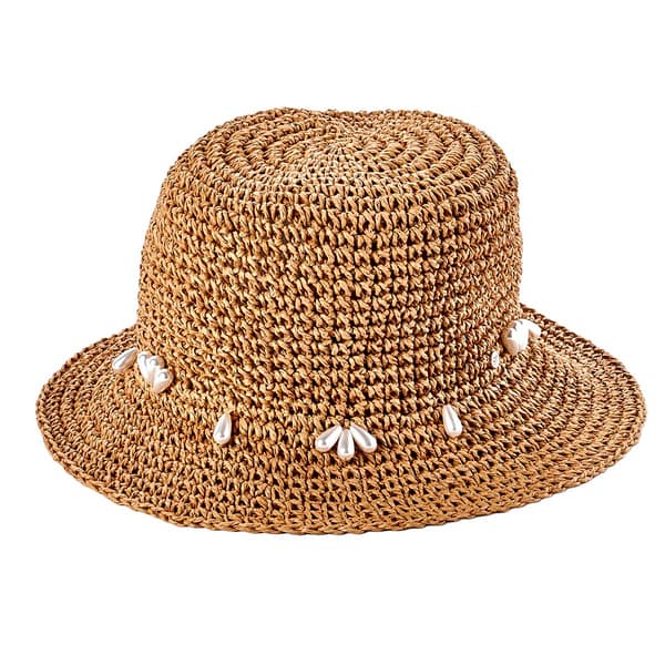 Womens Steve Madden Pearl Straw Bucket Hat