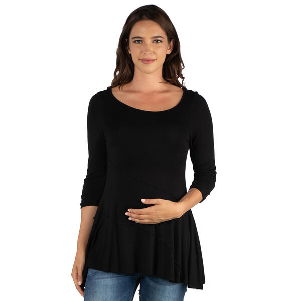 Plus Size 24/7 Comfort Apparel Ruched Sleeve Tunic Maternity Top - image 