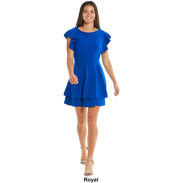 Juniors Crystal Doll Liverpool Flutter Sleeve Double Tier Dress