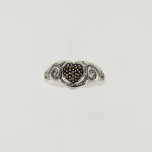 Marsala Marcasite Heart Ring
