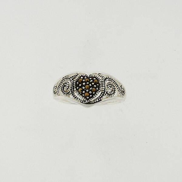 Marsala Marcasite Heart Ring - image 