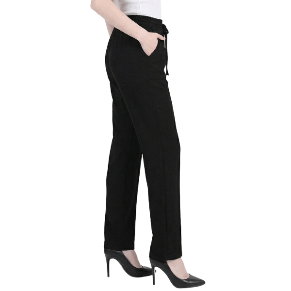 Petite NY Collection Solid Pull On Straight Leg Casual Pants