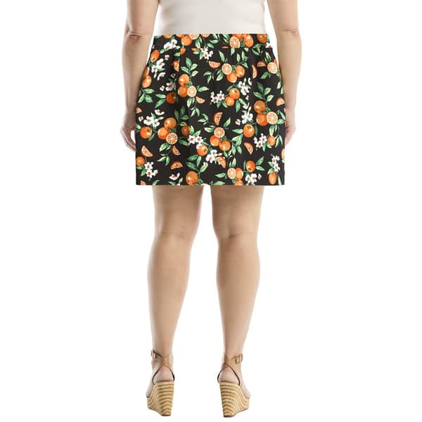 Plus Size Rafaella® Floral Orange Horse Bit Belted Skort