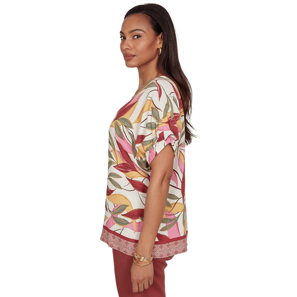 Womens Ruby Rd. Sedona Escape Short Sleeve Leaf Blouse