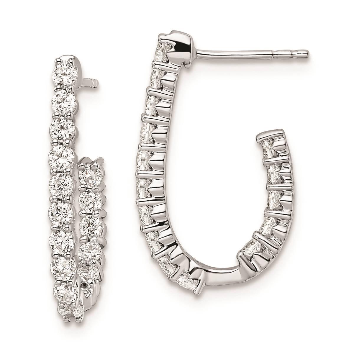 Pure Fire 14kt. White Gold 1ctw. Studded Diamond J-Hoop...