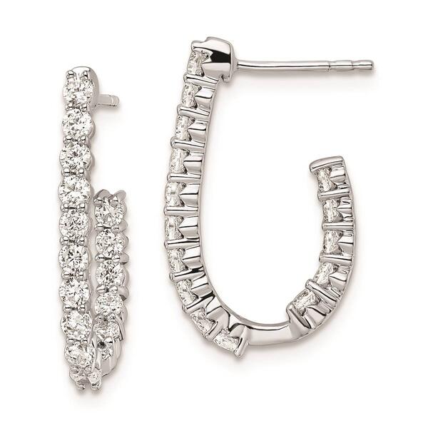 Pure Fire 14kt. White Gold 1ctw. Studded Diamond J-Hoop Earrings - image 
