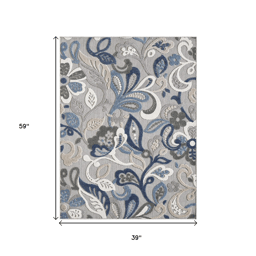HomeRoots Blue & Grey Indoor Outdoor Area Rug