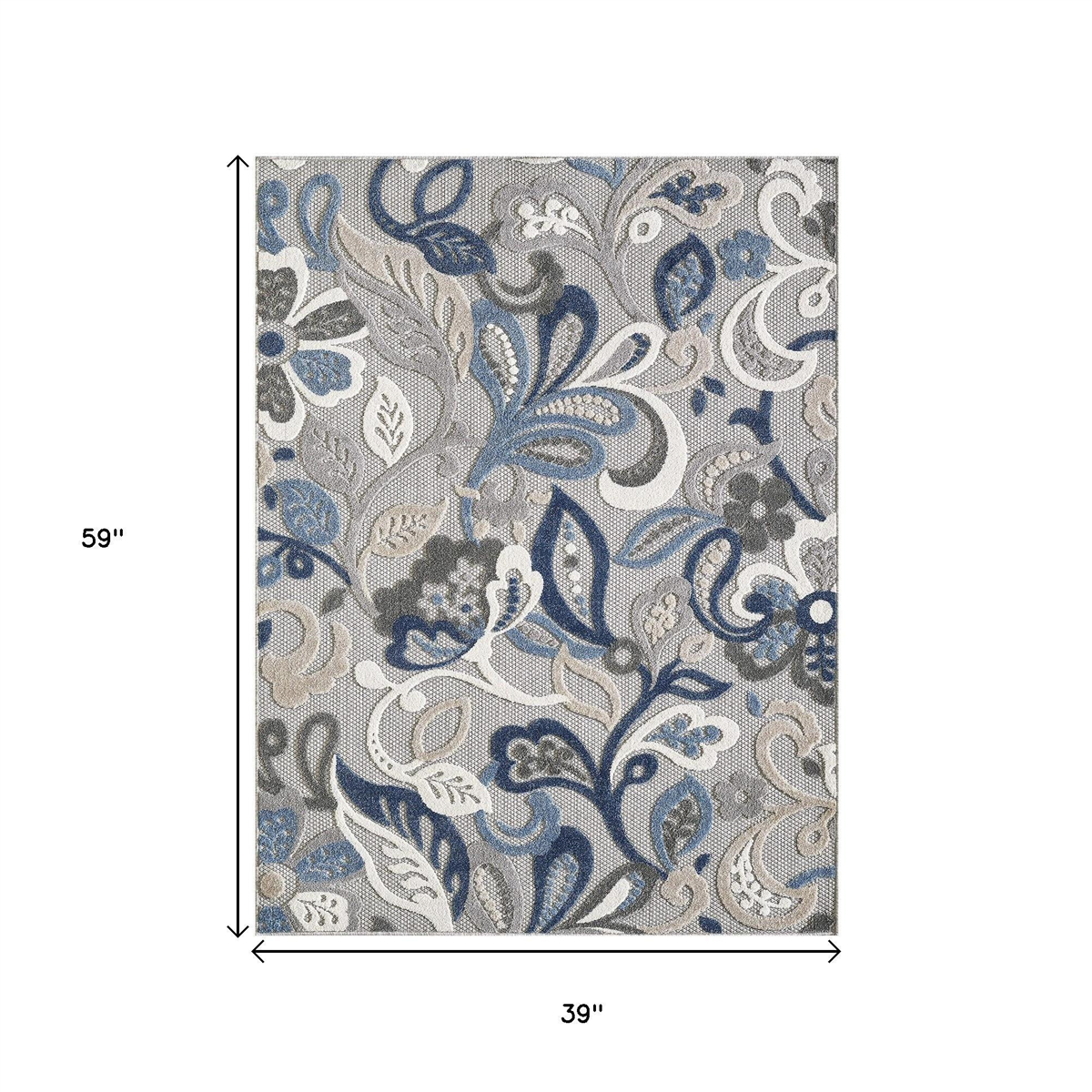 HomeRoots Blue & Grey Indoor Outdoor Area Rug
