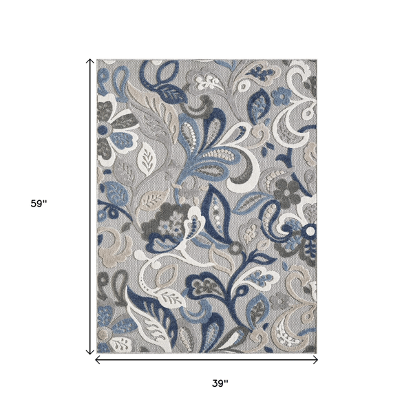 HomeRoots Blue & Grey Indoor Outdoor Area Rug