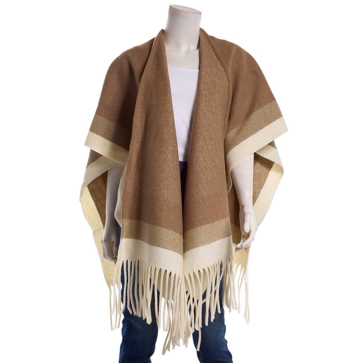 Womens Modena Solid with Border & Fringe Ruana