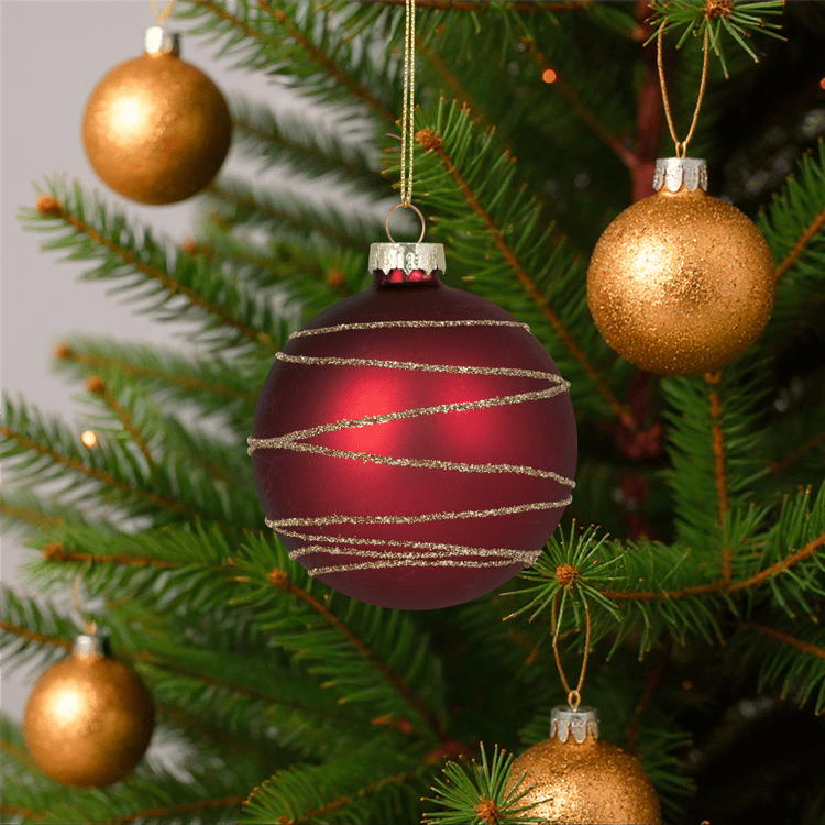 Northlight 4ct Red & Green Stripes Christmas Glass Ball Ornaments