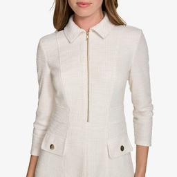 Womens Tommy Hilfiger Long Sleeve Boucle Fit & Flare Dress
