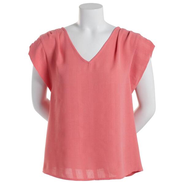 Womens Zac & Rachel Extended Sleeve Solid V-Neck Pullover Blouse - image 