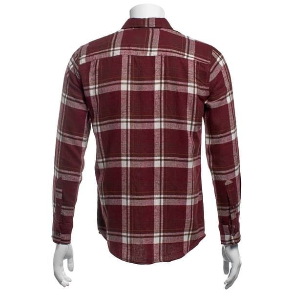 Mens Mountain Ridge Long Sleeve Flannel Shirt - Red/Brown