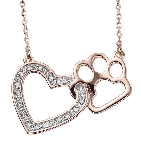 Nova Star(R) Rose Gold Plated Lab Grown Diamond Paw Heart Pendant - image 