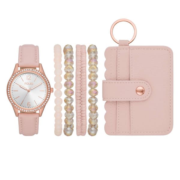 Womens Folio Watch/Bracelet/Cardholder Set - FMDFL2045