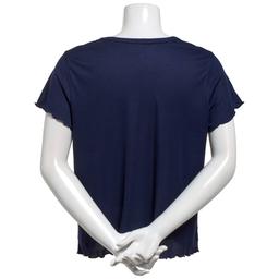 Petite Jaclyn Short Sleeve Lettuce Edge Scoop Neck Pajama Top