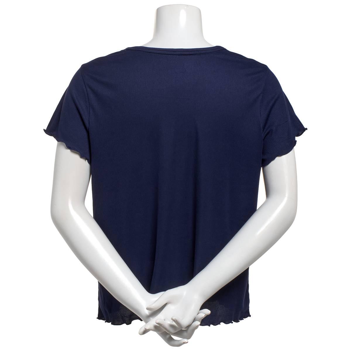 Petite Jaclyn Short Sleeve Lettuce Edge Scoop Neck Pajama Top