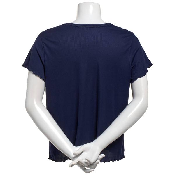 Petite Jaclyn Short Sleeve Lettuce Edge Scoop Neck Pajama Top
