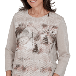 Womens Alfred Dunner Luxe Be A Lady Abstract Mesh Panel Blouse