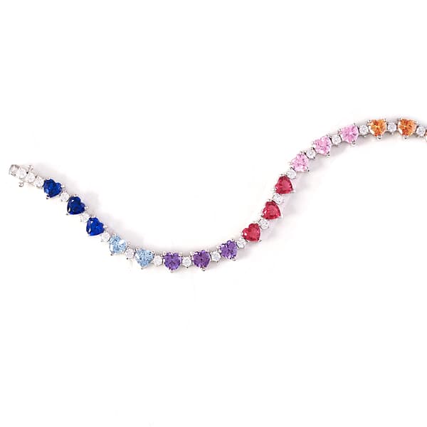 Rainbow Cubic Zirconia Heart Bracelet - image 