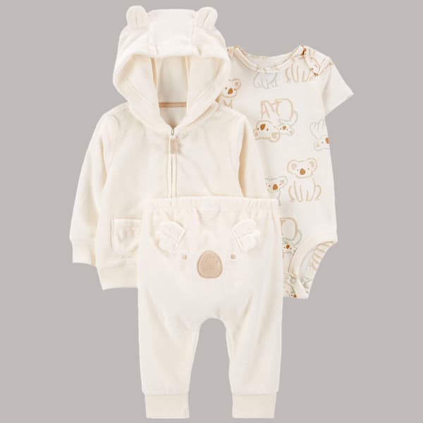 Baby Unisex &#40;NB-9M&#41; Carters&#40;R&#41; 3pc. Koala Terry Jacket Set - image 