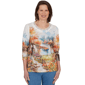Womens Alfred Dunner Classics Autumn Lake Scene Blouse - image 1