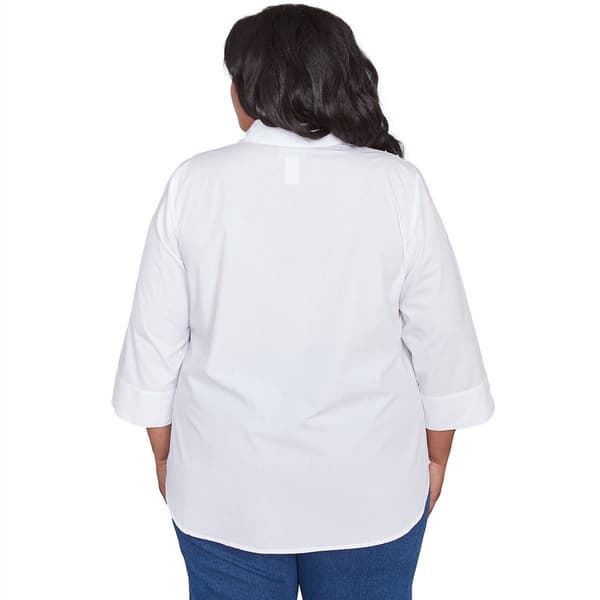 Plus Size Alfred Dunner Flower Power Pearl Studded Button Down