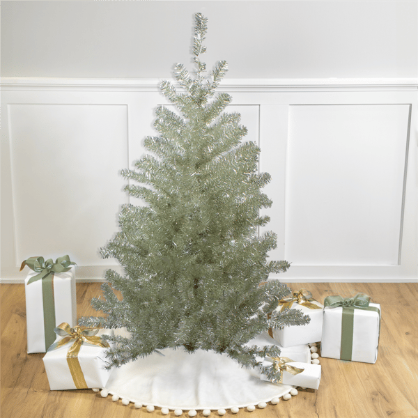 Northlight 4.5ft. Metallic Platinum Tinsel Christmas Tree