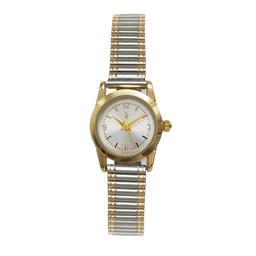 Womens Gold-Tone Watch with Two-Tone Stretch Bracelet - LWLTBV-15