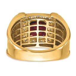 Mens Pure Fire 14kt. Yellow Gold Lab Grown Diamond Ruby Ring