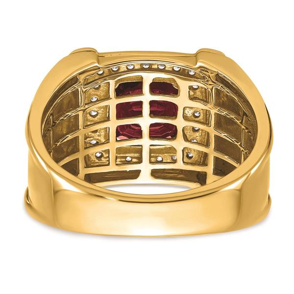 Mens Pure Fire 14kt. Yellow Gold Lab Grown Diamond Ruby Ring