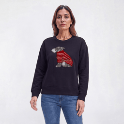 Womens Nautica Long Sleeve Dog Crew Neck Sweater