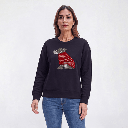 Womens Nautica Long Sleeve Dog Crew Neck Sweater - image 