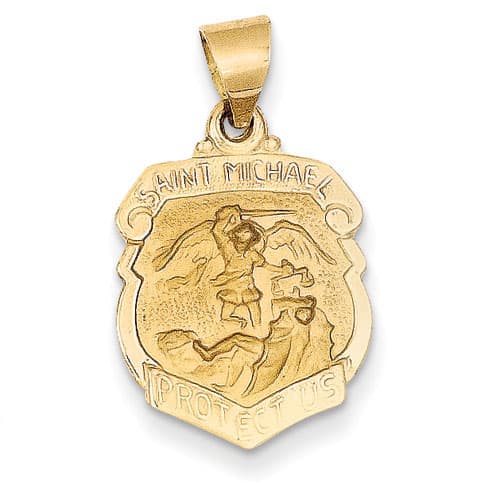 Unisex Gold Classics&#40;tm&#41; 14kt. St. Michael Badge Medal Pendant - image 