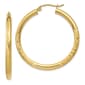 Gold Classics(tm) 10kt. Satin &amp; Diamond-cut 35mm Round Hoop Earrings - image 1